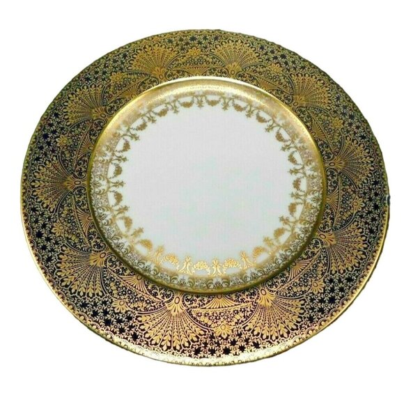 Lenox Blue Dinner Plate Gold Gilded E358B 10.5" Elegant Collectible Tableware - Picture 1 of 8